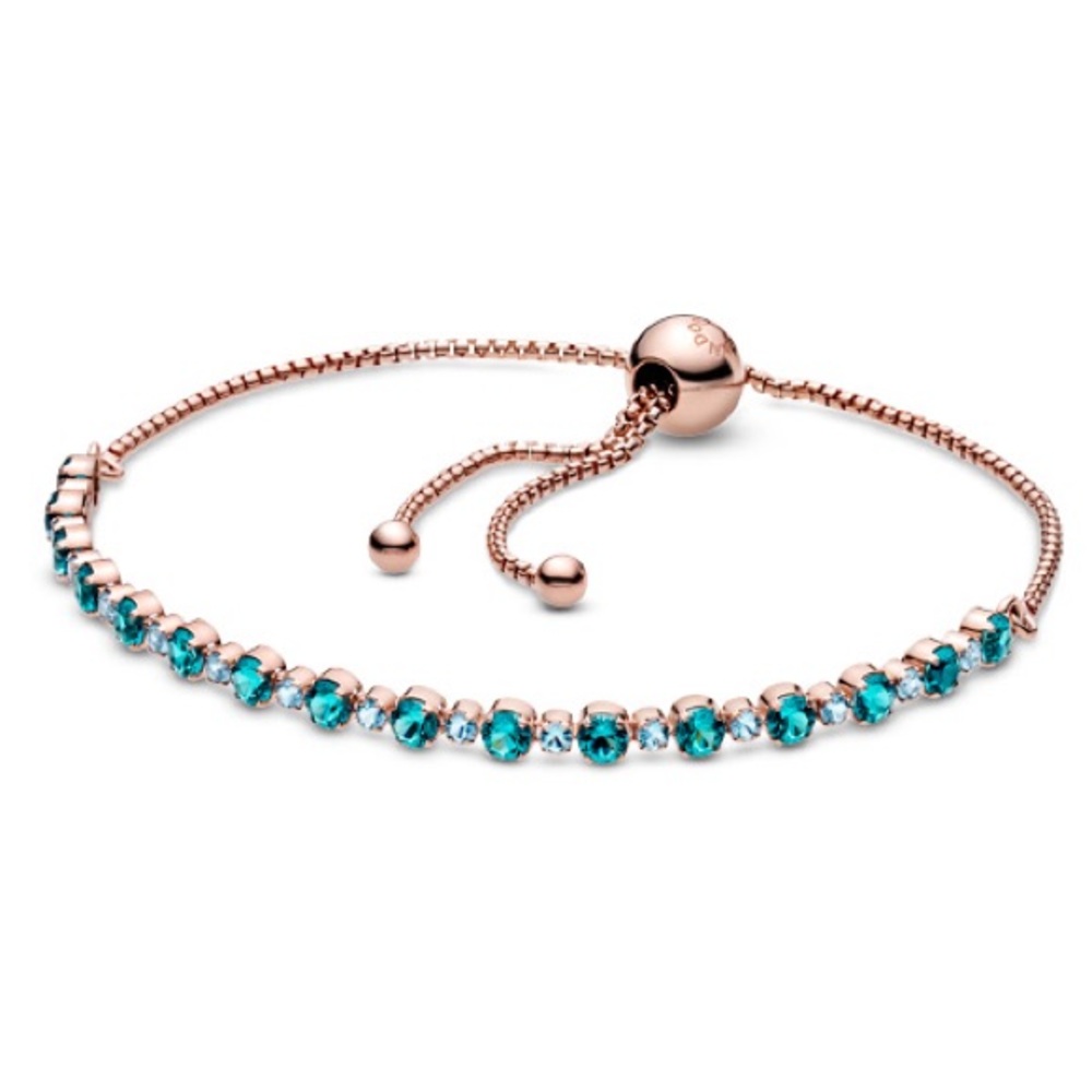 Pandora Rose Gold Turquoise Slider Bracelet